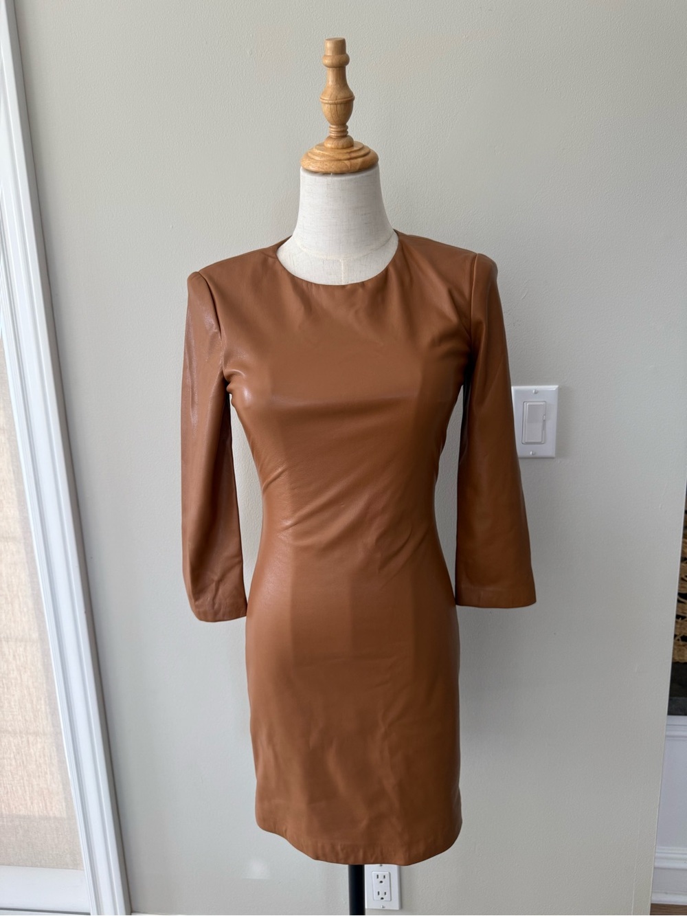 Alice + Olivia Inka Vegan Leather Long Sleeve Sheath Dress